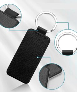 Porte clé en cuir noir